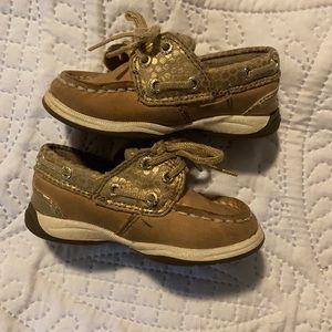 Toddler Girls Gold/Tan Sperry Topsiders